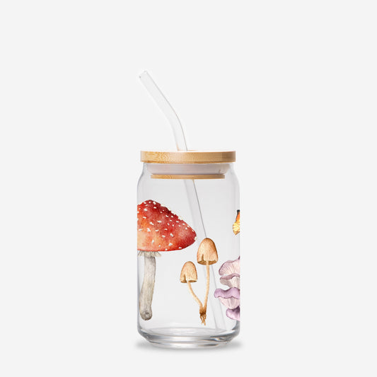 Cottage Core Mushroom Glass Straw Tumbler